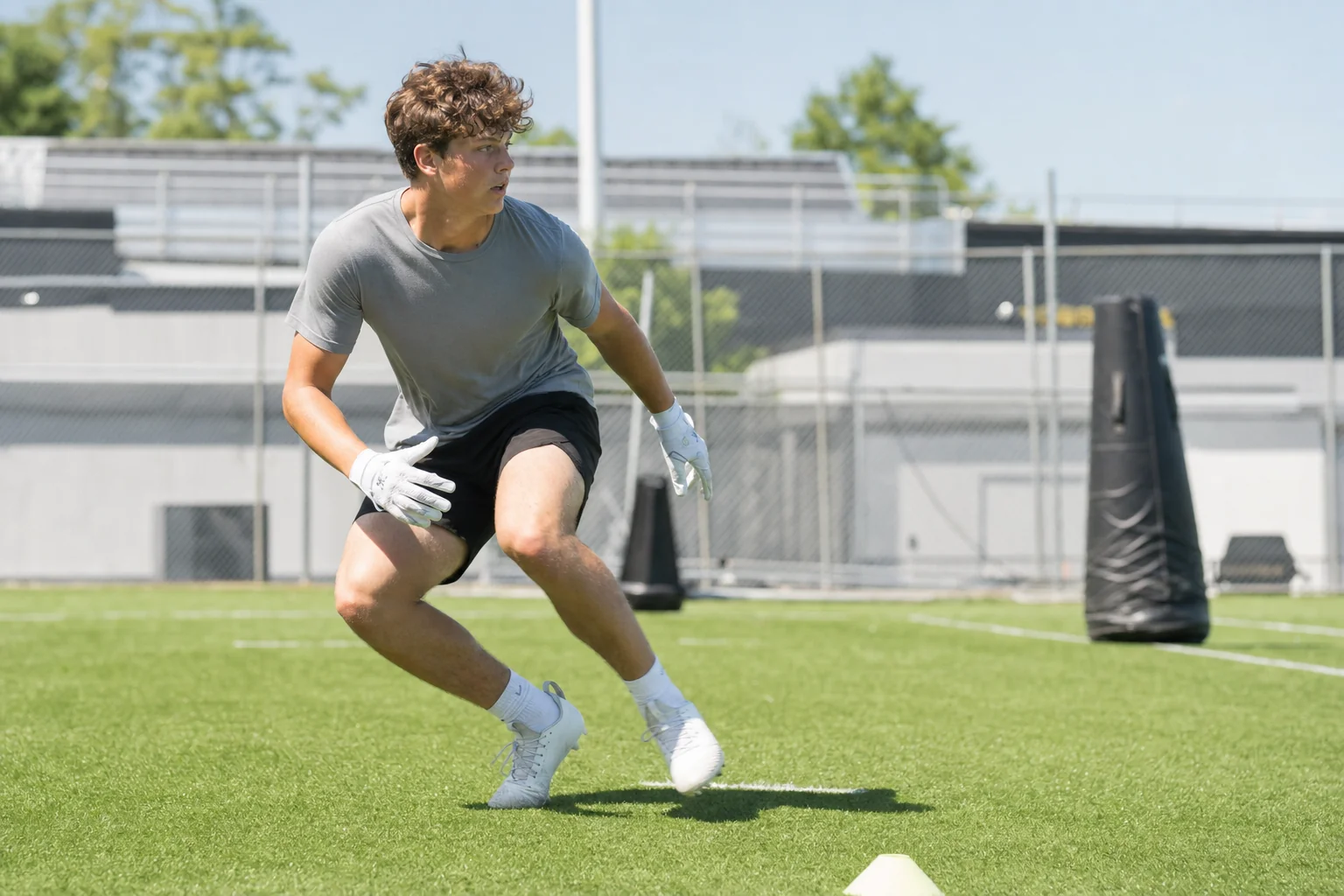 A high school athlete at a generic football camp.