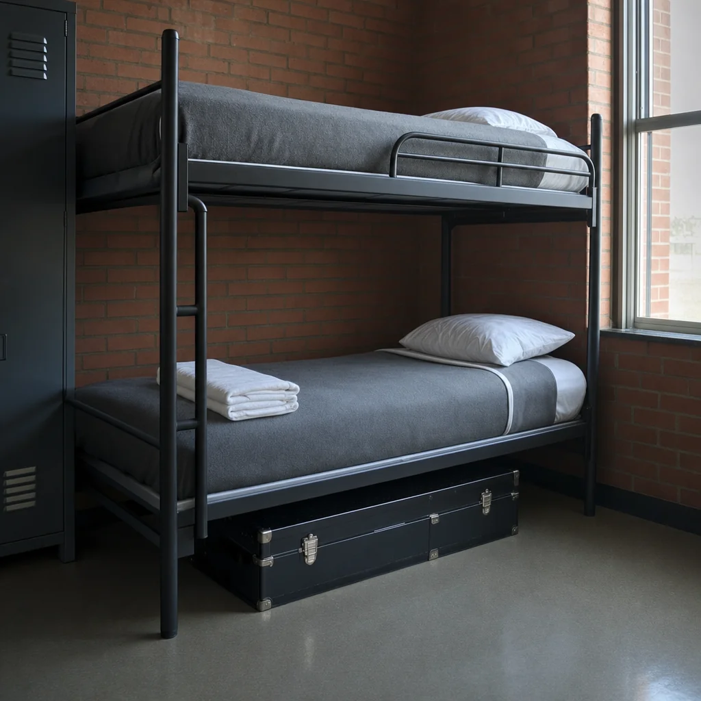 A Saturday-inspection-ready bunk at FUMA Summer Academy.