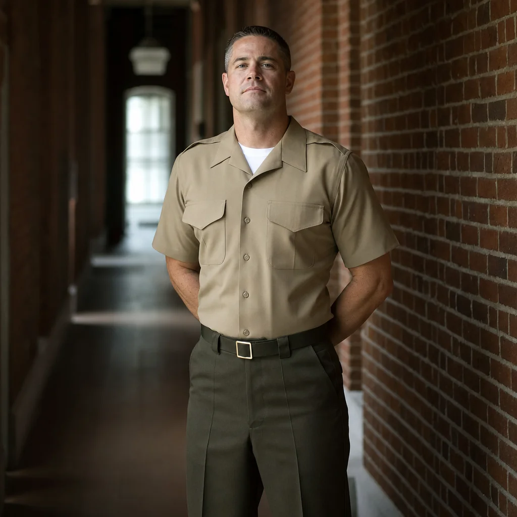 A FUMA Tactical Officer in the barracks during summer move-in.